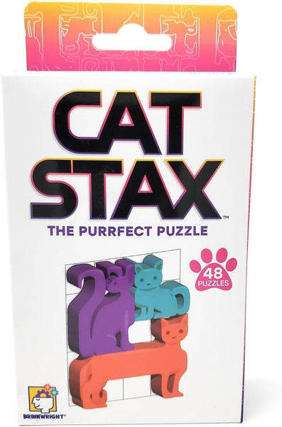 Brainwright Cat STAX The Purrfect Puzzle and Dog STAX The Pup-Packing Puzzle Gift Set (2 Puzzles)