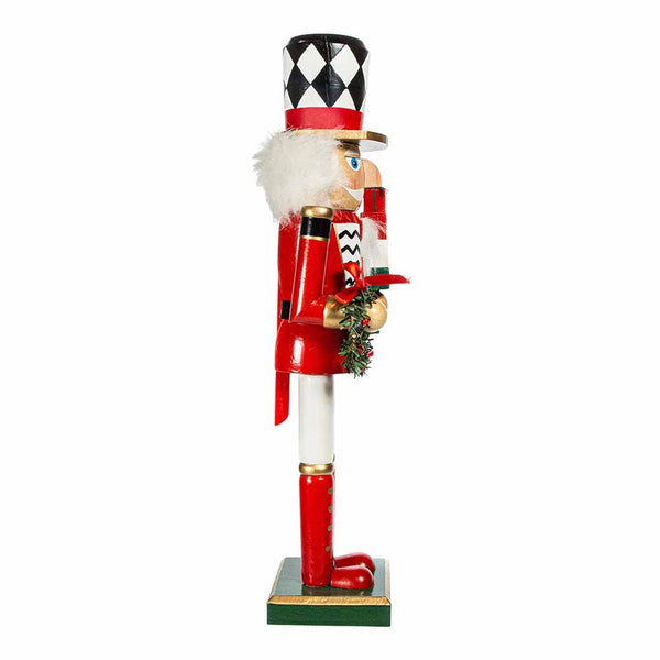 Kurt S. Adler 15" Red, White and Black Nutcracker with Gift Box and Wreath
