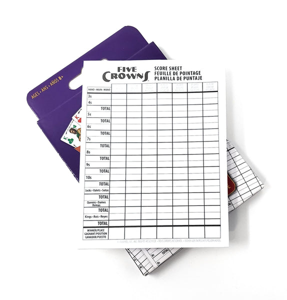 PlayMonster - Five Crowns Scorepad - 75 Page 2-Sided Card Game Replacement Score Sheets, 7 Players Ages 8+