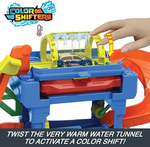 Hot Wheels City Color Shifters Tunnel Twist Car Wash Diecast Playset - Let's Race