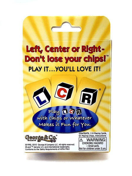 Koplow Games The Original LCR Left Center Right Card Game for Family Game Night, 3+ Players, Ages 5+, Fast-Paced Chip Passing Party Game, 110 Cards, 24 Chips