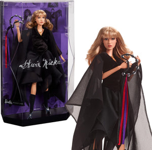 Barbie Music Series Doll, Stevie Nicks Collectible Wearing Velvety Black Dress with Tambourine Accessory & Doll Stand