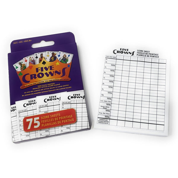 PlayMonster - Five Crowns Scorepad - 75 Page 2-Sided Card Game Replacement Score Sheets, 7 Players Ages 8+
