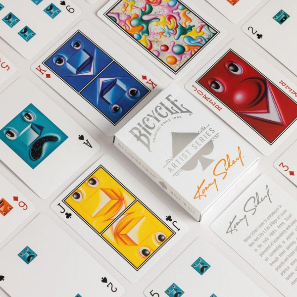 Bicycle Artist Series Kenny Scharf Playing Cards Box Set, 2 Deck Collectible Poker Card Set with Book-Style Gift Box, Purple/Orange