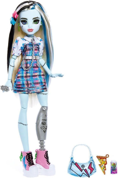 Monster High Frankie Stein Day Out Doll with Accessories, Articulated Poseable Fashion Doll, Frankenstein-Inspired Outfit & Themed Accessories, Ages 4+, HKY73