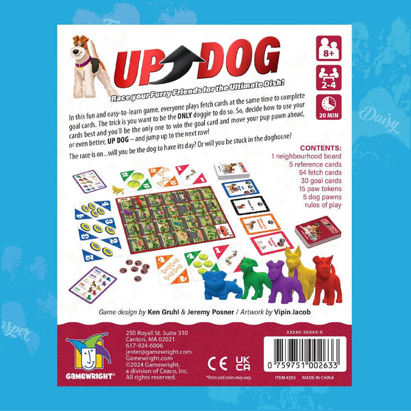 Gamewright - Up Dog - Race Your Furry Friends for The Ultimate Dish! Age 8+, 2-4 Players