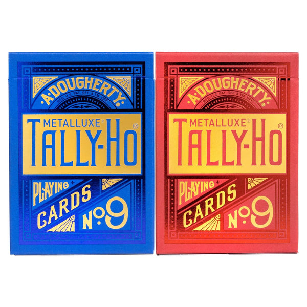 Tally-Ho Metalluxe Premium Playing Cards Variety Pack - Blue and Red Foil Circle Back Set of 2 Decks, Poker Size Standard Index