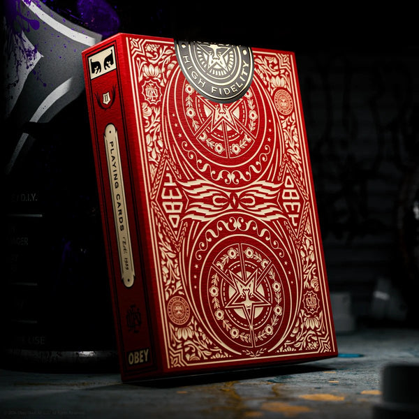 theory11 OBEY Red Edition Premium Playing Cards, Poker Size Standard Index