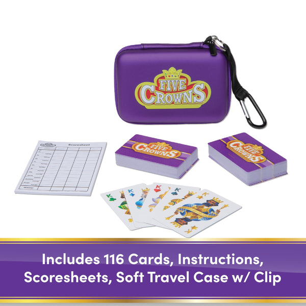 Five Crowns Travel Case Bundle, Cards, Scorecard Included – Card Game for Kids and Adults, Family Game Night, The Game isn’t Over Until the Kings Go Wild!, 5 Suited Rummy Style Card Game, Ages 8+