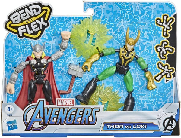 Avengers Marvel Bend and Flex Thor Vs. Loki Action Figure Toys, 6-Inch Flexible Figures, Includes 2 Accessories, Ages 4 and Up