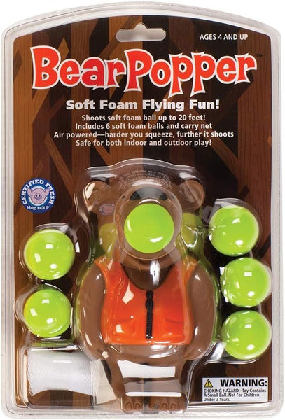 Hog Wild Bear Popper Toy - Shoot Foam Balls Up to 20 Feet - 6 Balls Included - Age 4+