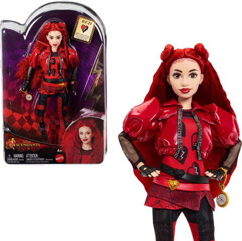 Mattel Disney Descendants: The Rise of Red Fashion Doll & Accessory - Red, Daughter of Queen of Hearts with Movie-Inspired Clothes & Pocket Watch, Ages 4+