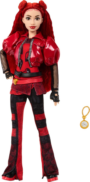 Mattel Disney Descendants: The Rise of Red Fashion Doll & Accessory - Red, Daughter of Queen of Hearts with Movie-Inspired Clothes & Pocket Watch, Ages 4+