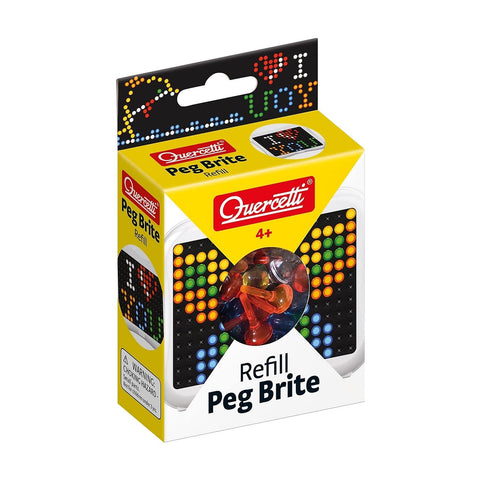 Quercetti - Peg Brite Refill Pack - 180pc Replacement Pegs For The Light-Up Image Toy, 6 Colors, Mosaic Board Art Pieces, Free Play Designing, Kids 3+