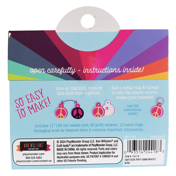 Craft-tastic DIY Puffy Charm Bracelet Retro - Kids Bracelet Making Kit, Make 10 Animal Charms, Arts and Crafts Activity, 31 Pieces, Ages 6+