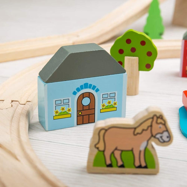 Bigjigs Rail, Town and Country Train Set, Wooden Toys, Wooden Train Set, Trains for Kids, Train Toys, Bigjigs Train, Wooden Train Track, Bigjigs Train Accessories