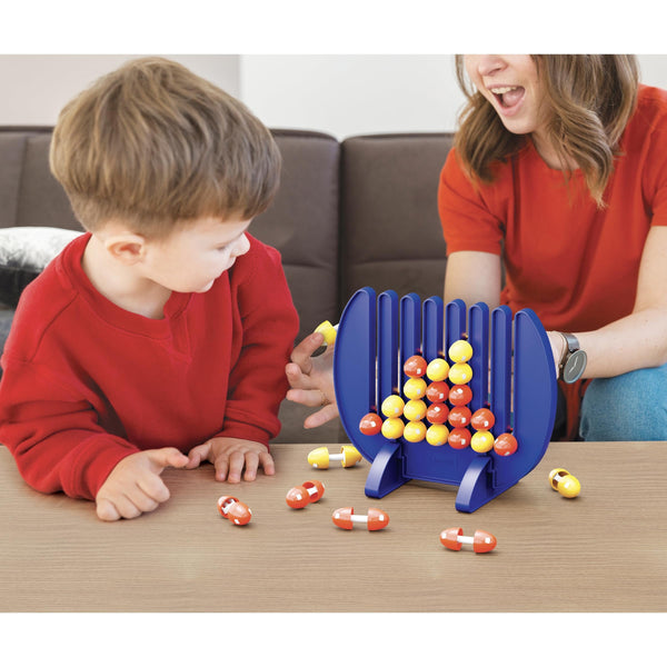 Quercetti Four Pegs – Classic 2-Player Four-in-a-Row Strategy Game, Includes 42 Colored Pegs & Grid, Family Board Game for Kids & Adults, Ages 4+