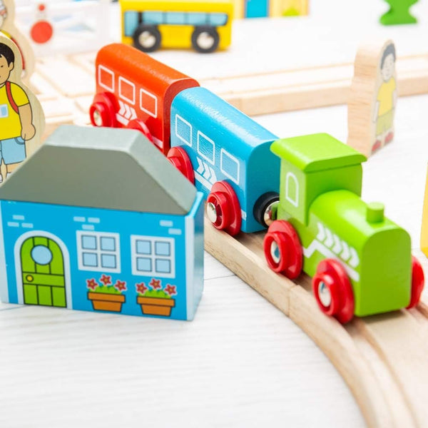Bigjigs Rail, Town and Country Train Set, Wooden Toys, Wooden Train Set, Trains for Kids, Train Toys, Bigjigs Train, Wooden Train Track, Bigjigs Train Accessories