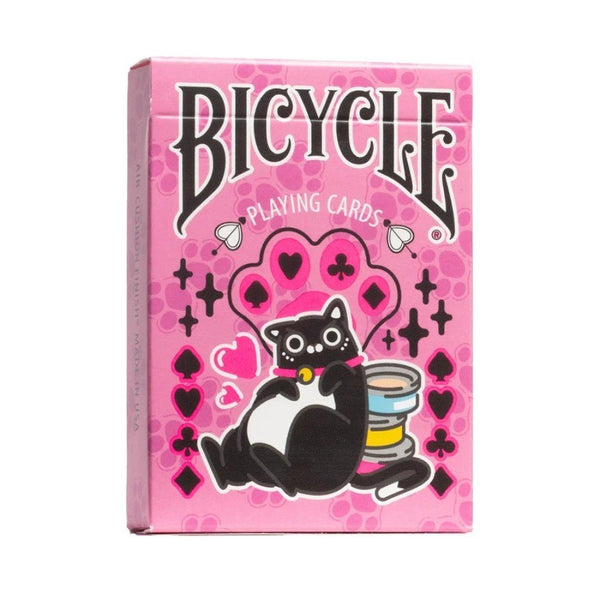 Bicycle Kawaii Cat Playing Cards – Cute Anime Feline Themed Deck with Custom Court Cards & Fluorescent UV Ink, Poker Size, Pink