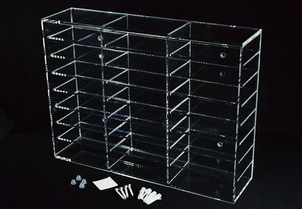 Carat XDR24L Clear Acrylic 24 Playing Card Deck Rack with Lid, Magnetic 24 Deck Wall Mount Storage Display Holder for Collectible Poker Cards