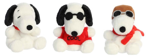 Aurora Peanuts Palm Pal 3 Piece Plush Bundle, Joe Cool, Flying Ace, and Snoopy 5 inches