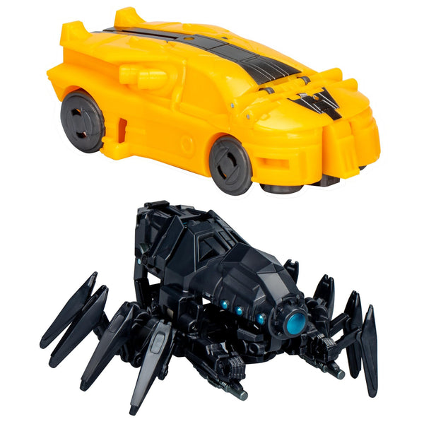 Transformers: One Cog Changer Bumblebee (B-127) & Airachnid, 4-Inch Robot Action Figures, Interactive Toys for Boys & Girls Ages 6 and Up