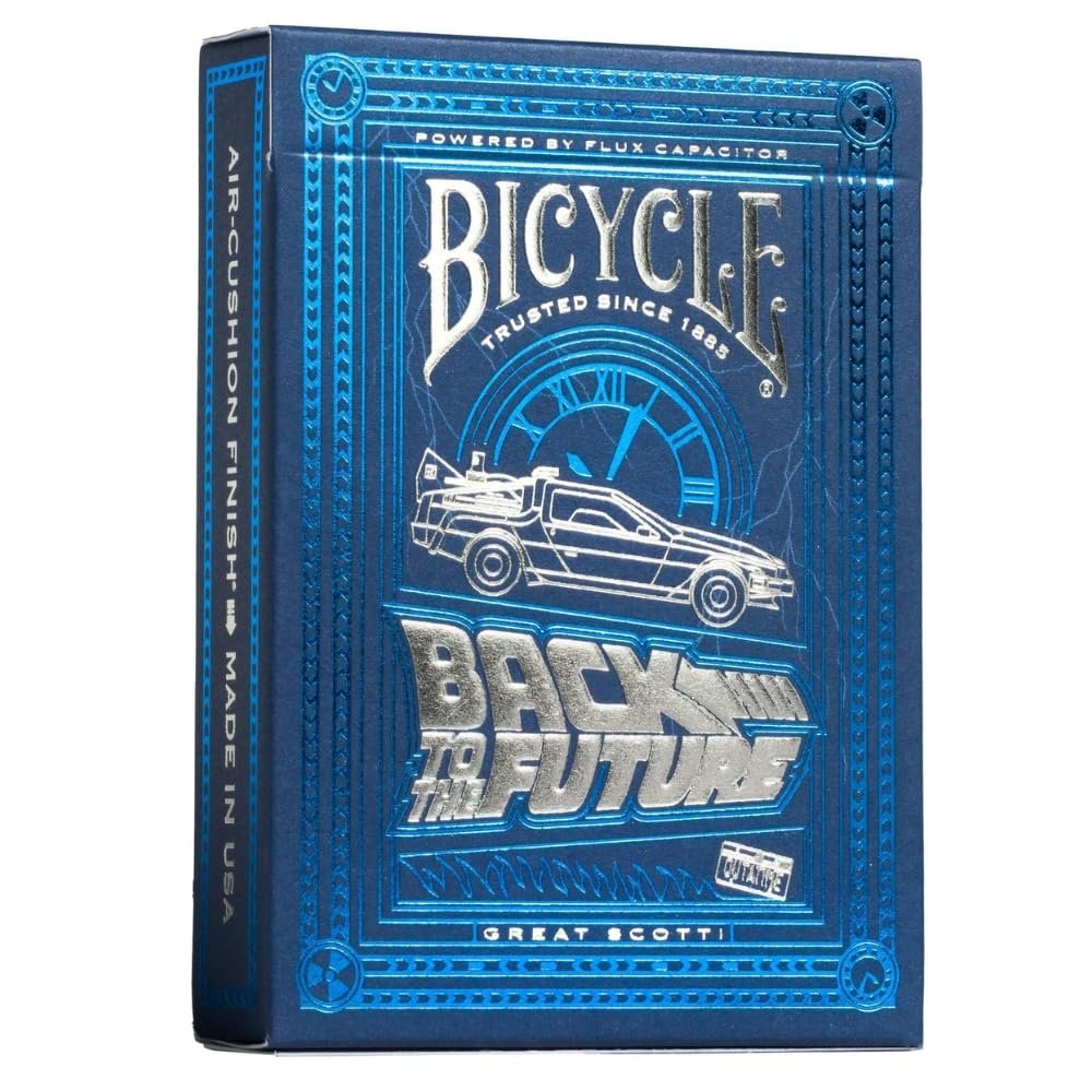 Bicycle Back To The Future Playing Cards, Premium Metallic Foil, Poker Size, Blue