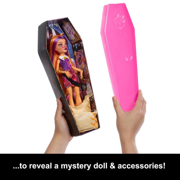Monster High Buried Secrets Dolls and Accessories, Scare-mester School Theme with Mystery Fashion Doll and 5 Unboxing Surprises (Characters May Vary)