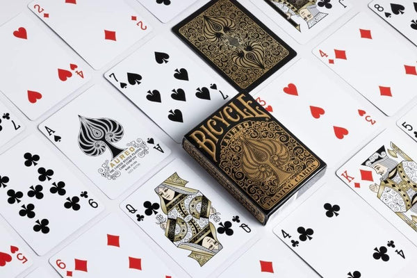 Bicycle Playing Cards 6 Deck Aureo Black Collector's Bundle with Gold Foil Tuck Box.