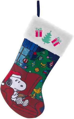 Kurt Adler Peanuts Snoopy and Woodstock with Christmas Tree Stocking 19 Inch