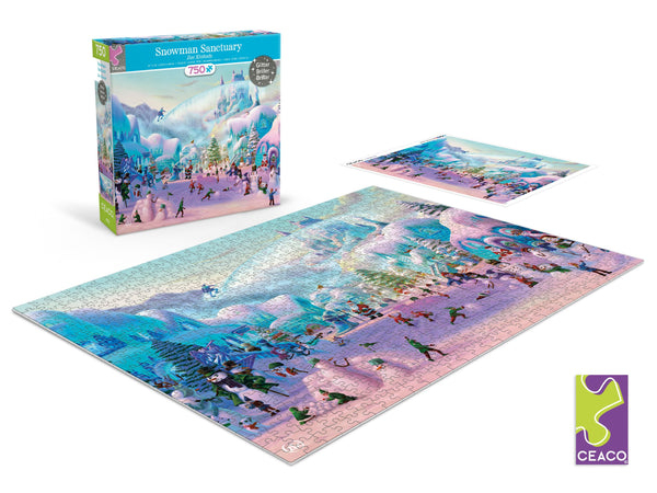 Ceaco Snowman Sanctuary Glitter (Zak Kinkade) 750 Piece Interlocking Jigsaw Puzzle