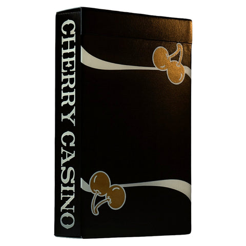 Cherry Casino (Monte Carlo Black and Gold) Playing Cards - Vintage Las Vegas Casino Style Deck by Pure Imagination Projects, Black Stock with Gold Foil & Cherry Logo, Poker Size Standard Index