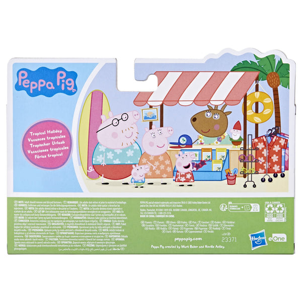 Peppa Pig Toys Peppa's Family Holiday, 4 Family Figures in Tropical Holiday Outfits, Preschool Toys for Ages 3+
