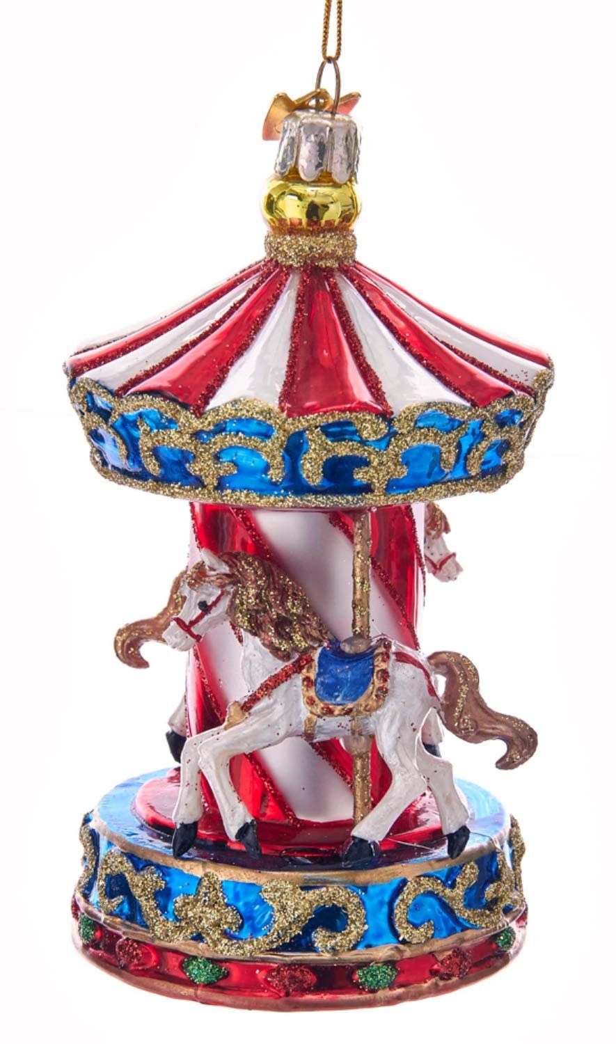 Noble Gems Carousel Merry Go Round Glass Christmas Ornament NB1360