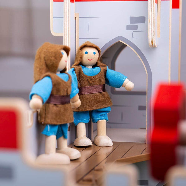 Bigjigs Toys King George’s Castle Wooden Toy – Slot-Together Medieval Castle Playset with Working Drawbridge, Doors & Balconies – Educational Fantasy Role Play Gift for Kids Age 3+