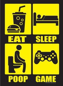 Eat Sleep Poop Repeat Metal Sign - Fun Tin Signs for Man Cave - Metal Dorm Room Decorations, Garage Signs, and Man Cave Signs