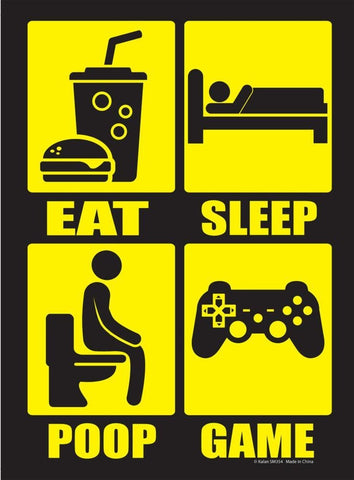 Eat Sleep Poop Repeat Metal Sign - Fun Tin Signs for Man Cave - Metal Dorm Room Decorations, Garage Signs, and Man Cave Signs