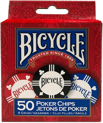 Bicycle 8G 50Count Clay Poker Chips 8G Clay Poker Chips, 50Count