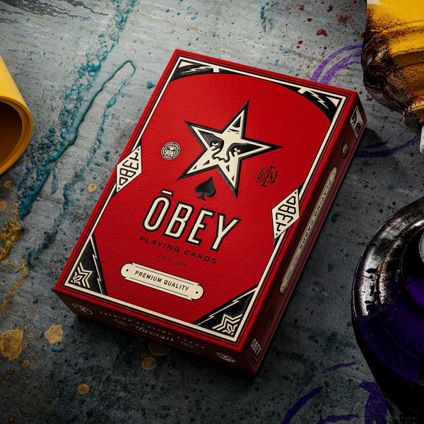 theory11 OBEY Red Edition Premium Playing Cards, Poker Size Standard Index