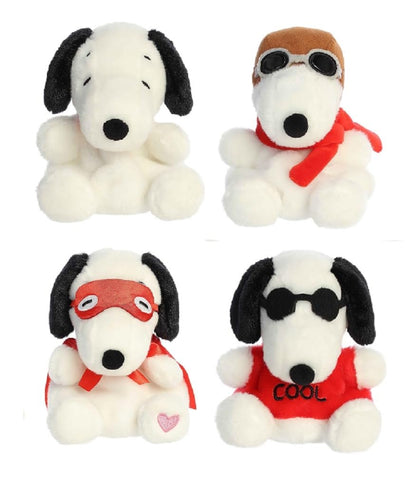 Aurora Peanuts Palm Pals 4 Piece Bundle, Snoopy, Kissing Bandit, Joe Cool and Flying Ace 5 inch