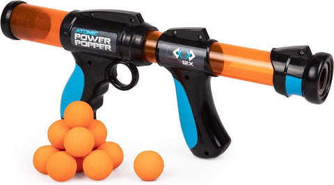 Atomic Power Popper 12X Foam Ball Blaster - Rapid Fire Pump Shoots Up to 12 Foam Balls - Great Toy Gift for Kids and Teens - Ages 4+
