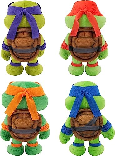 Mattel Teenage Mutant Ninja Turtles: Mutant Mayhem Plush Toys 4 Pack of 8 Inch Leonardo, Michelangelo, Raphael and Donatello, TMNT Movie