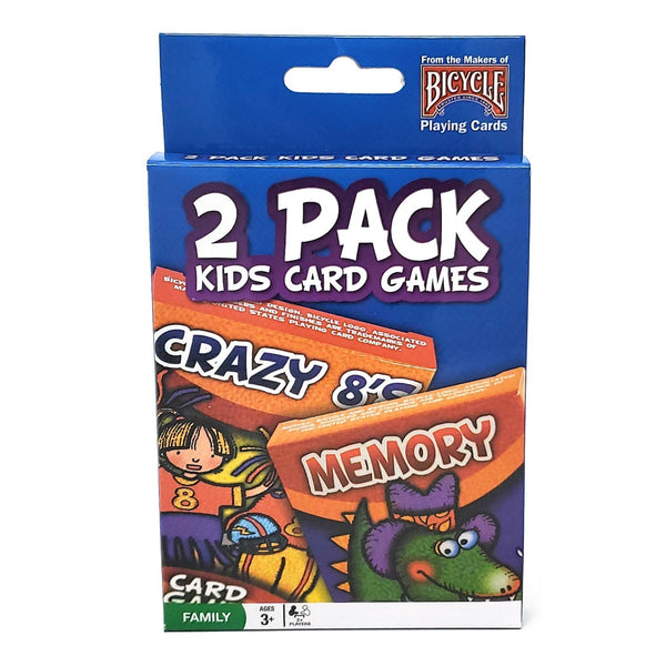 Bicycle 2-Pack Kids Card Games, Crazy 8's and Memory, Family Card Game Set for 2+ Players, Ages 3+