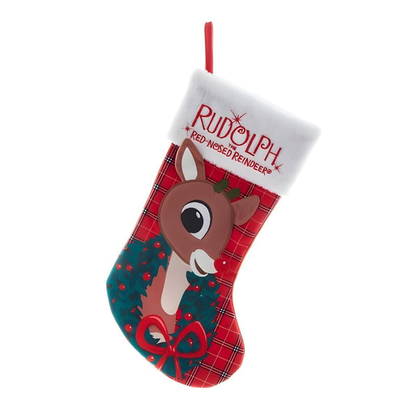 Kurt Adler Rudolph The Red Nose Reindeer Applique Head Stocking