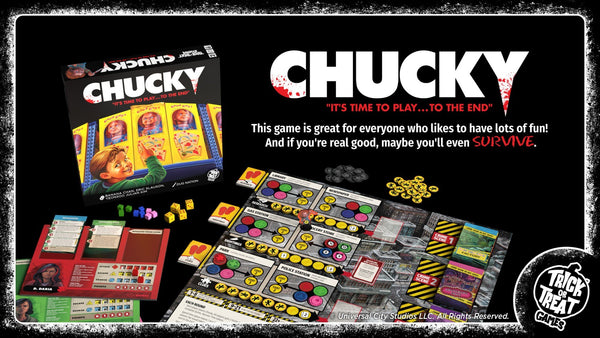 Trick Or Treat Studios Chucky: It’s Time To Play… To The End Board Game - Official Horror Survival Strategy Game, Worker Placement & Push-Your-Luck, 2-4 Players, Ages 14+