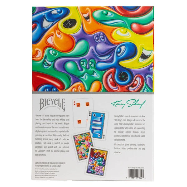 Bicycle Artist Series Kenny Scharf Playing Cards Box Set, 2 Deck Collectible Poker Card Set with Book-Style Gift Box, Purple/Orange