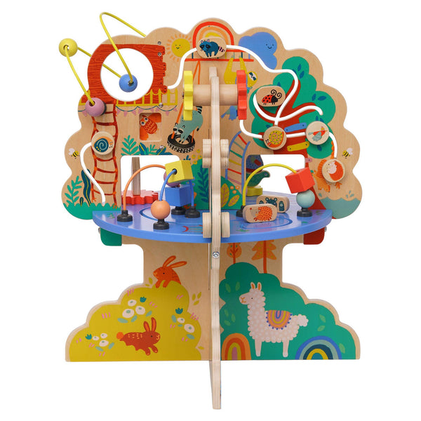 Manhattan Toy Playground Adventure Wooden Toddler Activity Center with Gliders, Abacus Track, Spinners, Spring Toys and Bead Runs