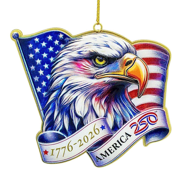 Kurt S. Adler 1776-2026 America 250th Anniversary 3-D Eagle Head With Flag Christmas Ornament