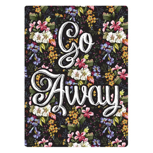 Go Away Floral Background Metal Sign - Easy-to-Hang Wall Decor - Fun Tin Signs for Man Cave - Metal Dorm Room Decorations, Garage Signs, and Man Cave Signs