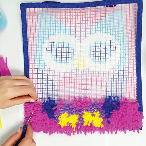 LatchKits – Owl Latch Hook Kit – Easy-to-Learn Craft Project – No Sewing Or Cutting – For Ages 6+